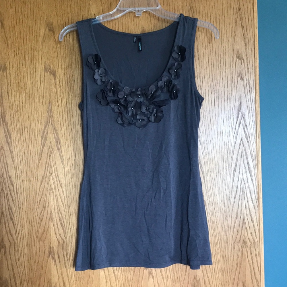 Grey flowered tank top
